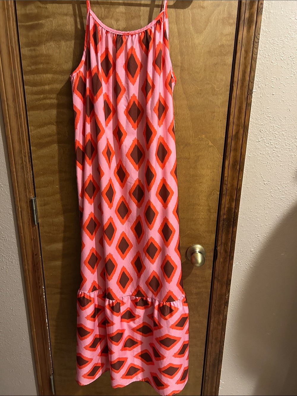 Pink and Orange Diamond-Print Sundress- Excellent Condition